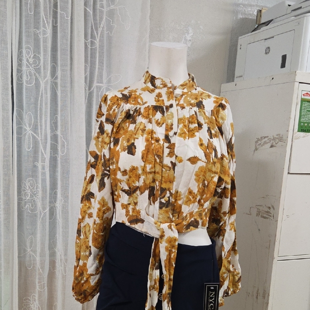 Rachel Autumn Floral Blouse Xs Sz [1128]